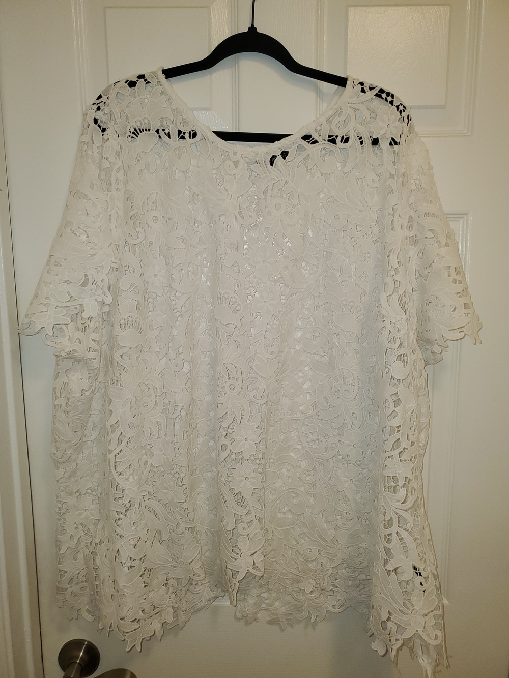 Lane Bryant White Lace Long Sleeve Overlay Top, Size 28